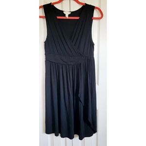 Soma M Sleeveless Dress Twist Front V-Neck Black Stretch Jersey‎ Sleeveless